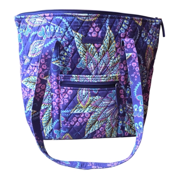 Floral Purse Tote Vera Bradley Tote Bag & Matching Wallet "Batik Leaves" - Picture 2 of 9